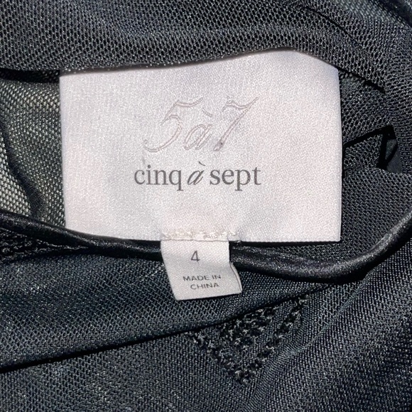 Cinq a Sept Concordia Dress in Black High Neck Lace And Embroidery Detail Sz 4 - Picture 4 of 8